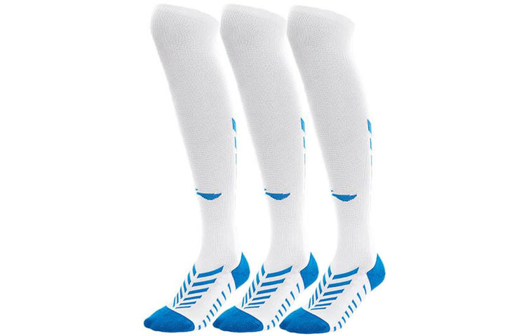 Li Ning Knee High Socks Unisex 3 Pack White Blue