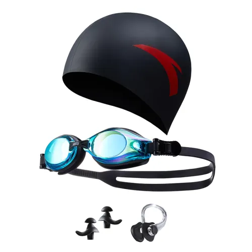 Adjustable base comfortable elastic swimming cap anti-fog, earplugs, nose clip, set for swimming, silicone carbonic acid, swimming pool for men and women, 4 piece set