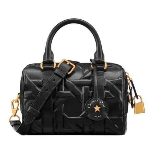 DIOR Wicker Pattern Calfskin Handbag, Shoulder Bag, Crossbody Bag Small Women's Black