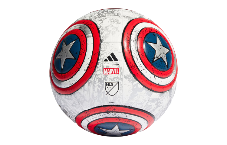 Adidas x MLS X Marvel Captain America Theme Collection Size 45 Machine Stitched Ball TPU White Red Blue Soccer Ball