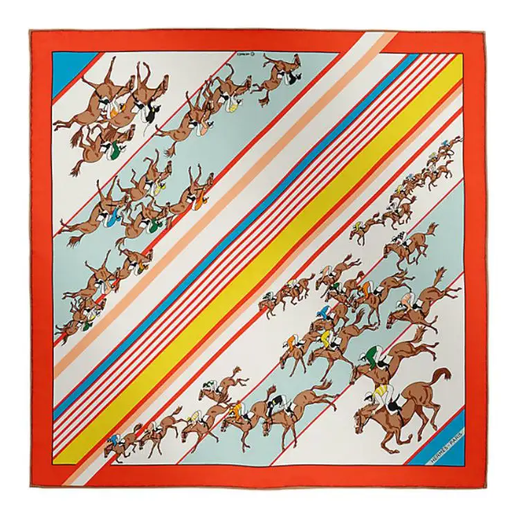 HERMES Mulberry Silk Scarves Women's Vermilion