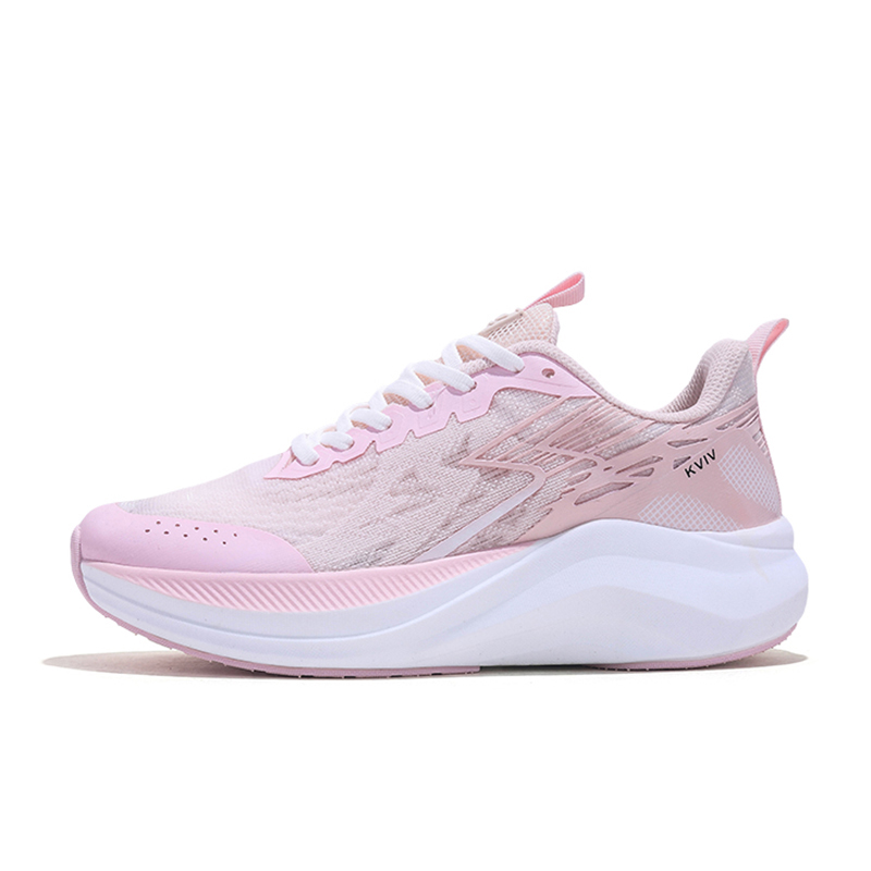 KVIV Cushioning Slip Resistant Abrasion Resistant Low top Casual Running Shoes Unisex White Pink