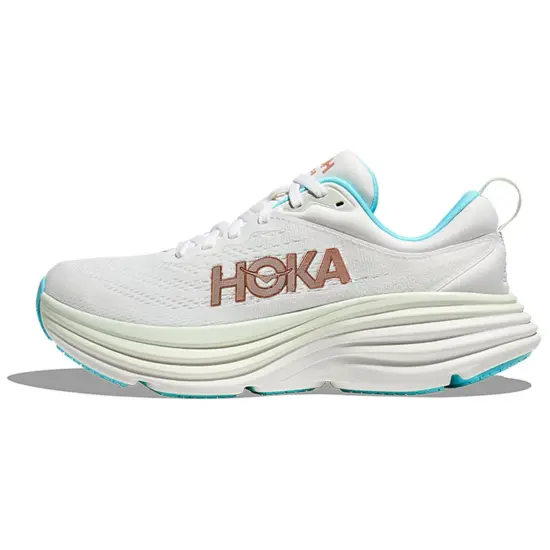 HOKA ONE ONE Bondi 8 Running Shoes Women's Low-Top Frost White/Rose Gold
