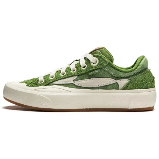 LINING Wave Skateboard Shoes Women's Low-Top Green White