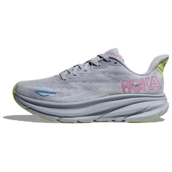 HOKA ONE ONE Clifton 9 Running Shoes Women's Low-Top Gull Gray/Sea Ice Blue
