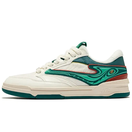 Erke Admiral Of The Five Tigers Skateboard Shoes Men Low-Top Microcrystalline White Deep Marsh