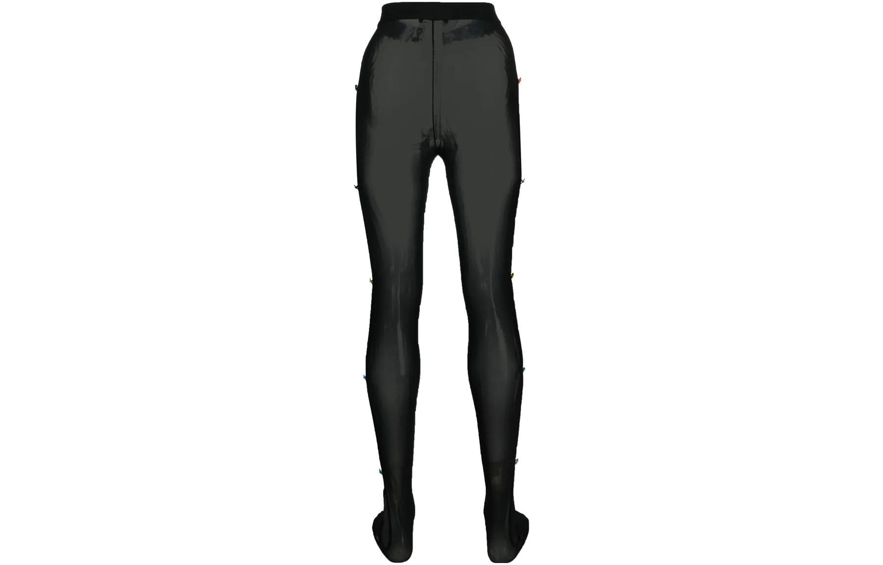 VERSACE Cut Out Mesh Tights Black