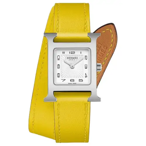 HERMES Wrist Watches Quartz Movement Cow Leather Strap 25mm White Dial Women's Watch 30m Water Resistant
