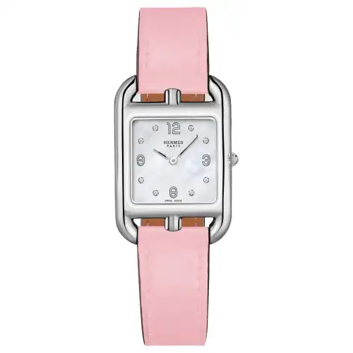 HERMES Wrist Watches Quartz Movement Cow Leather Strap 23*31mm White Dial Women's Watch