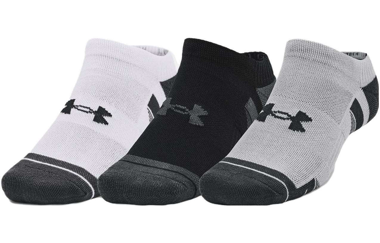 Under Armour TechPerformance Performance Tech No Show Ankle Socks Unisex 3 Pack White+Black+Gray