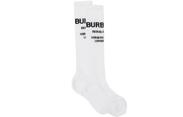 Burberry Knee High Socks Unisex 1 Pack White