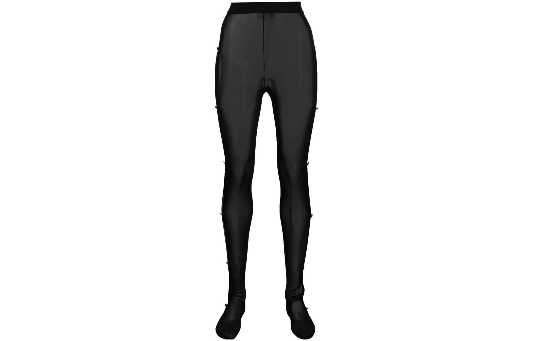 VERSACE Cut Out Mesh Tights Black