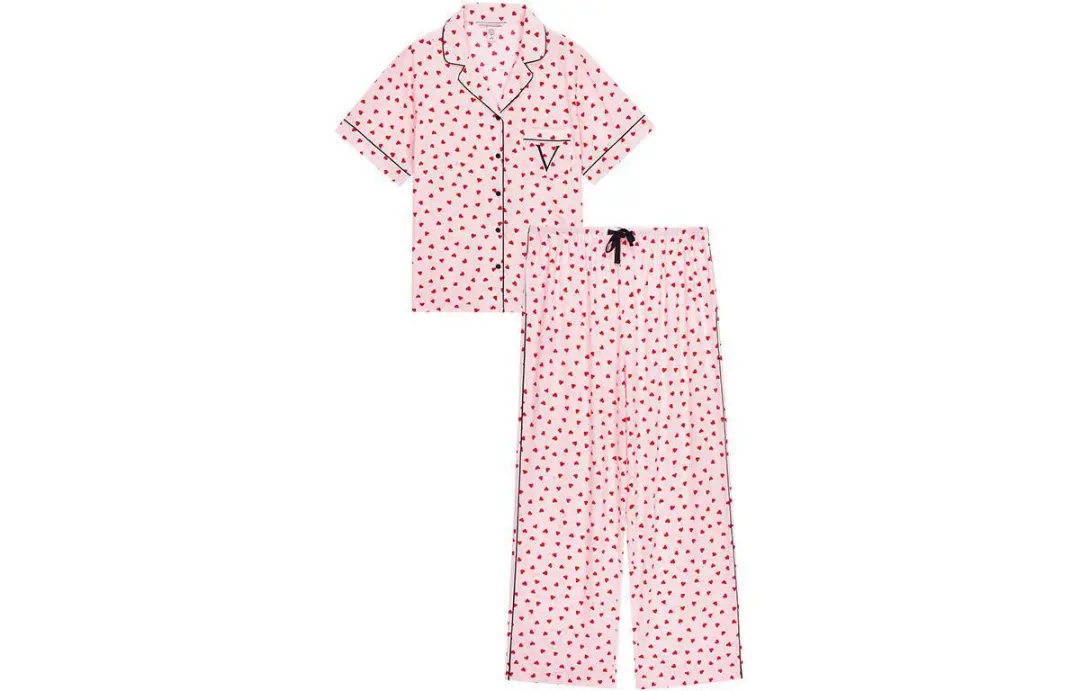 Victoria's Secret Pajama Set Women's Pink Heart Print