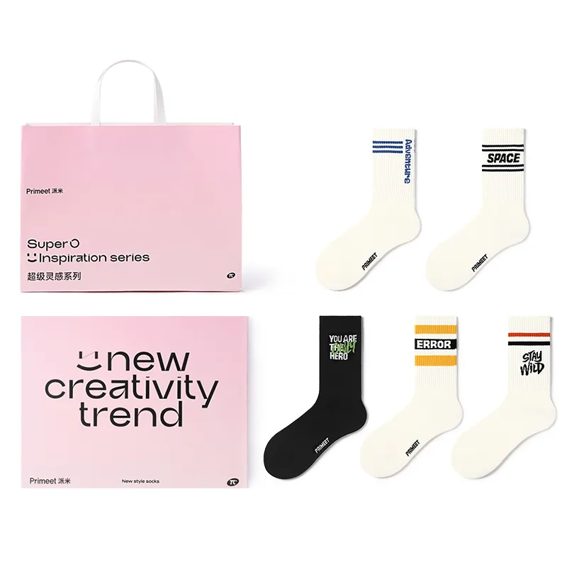 Primeet Crew Socks Gift Box Set Included Unisex 5 Pack