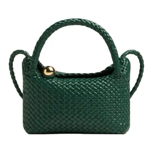 Bottega Veneta Calfskin Handbag, Shoulder Bag, Crossbody Bag Mini Women's Emerald Green