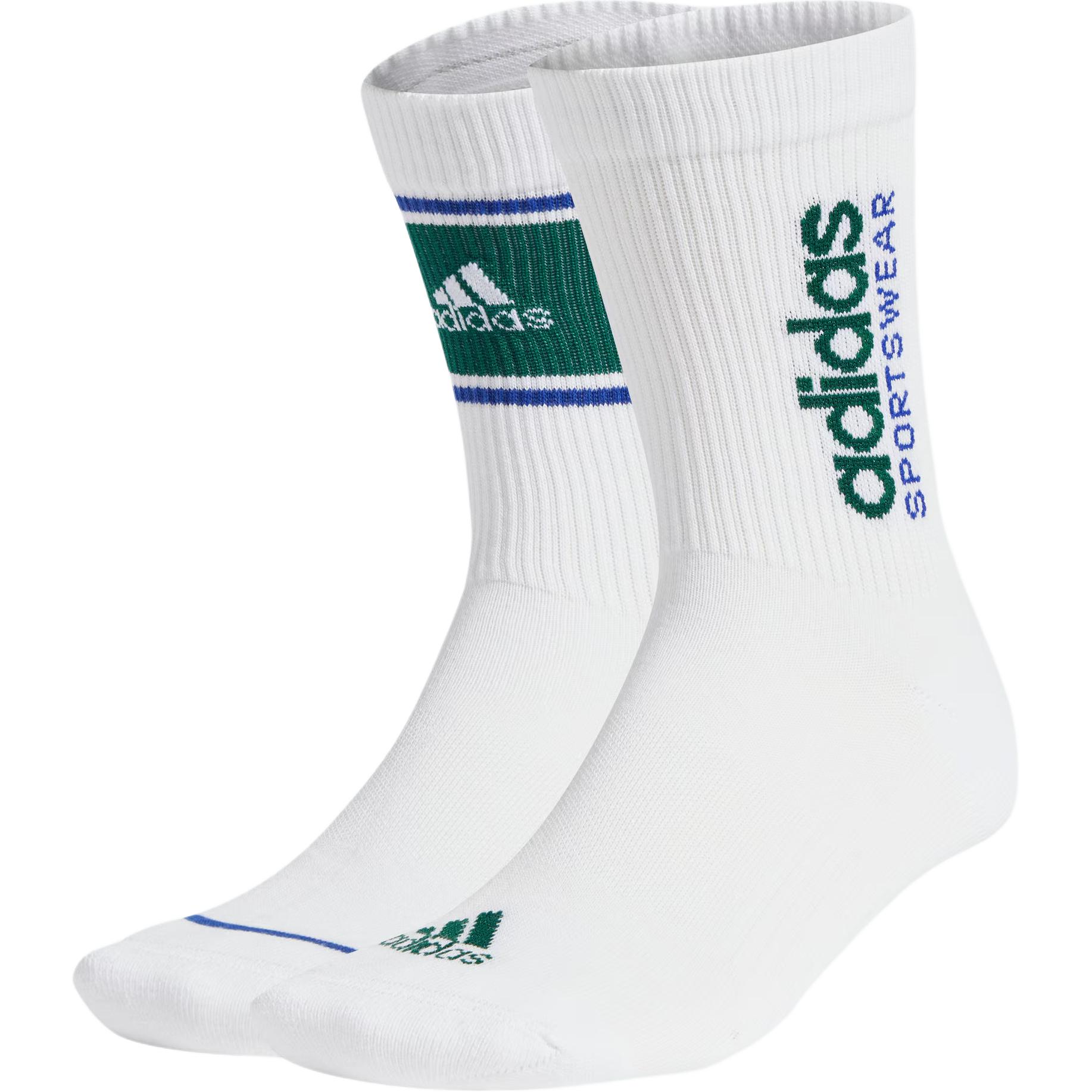Adidas Sportswear Crew Socks Unisex 2 Pack White/Forest Green