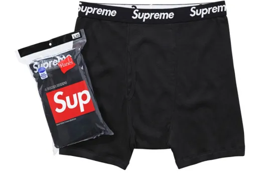 Supreme X Hanes Boxer Briefs 4 Pack Black