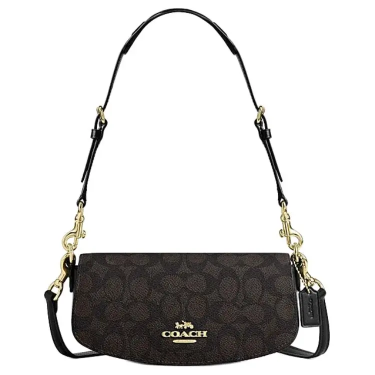 COACH Cow Leather With Artificial Leather Portable Crossbody Bag Shoulder Bags Small Women's Walnut