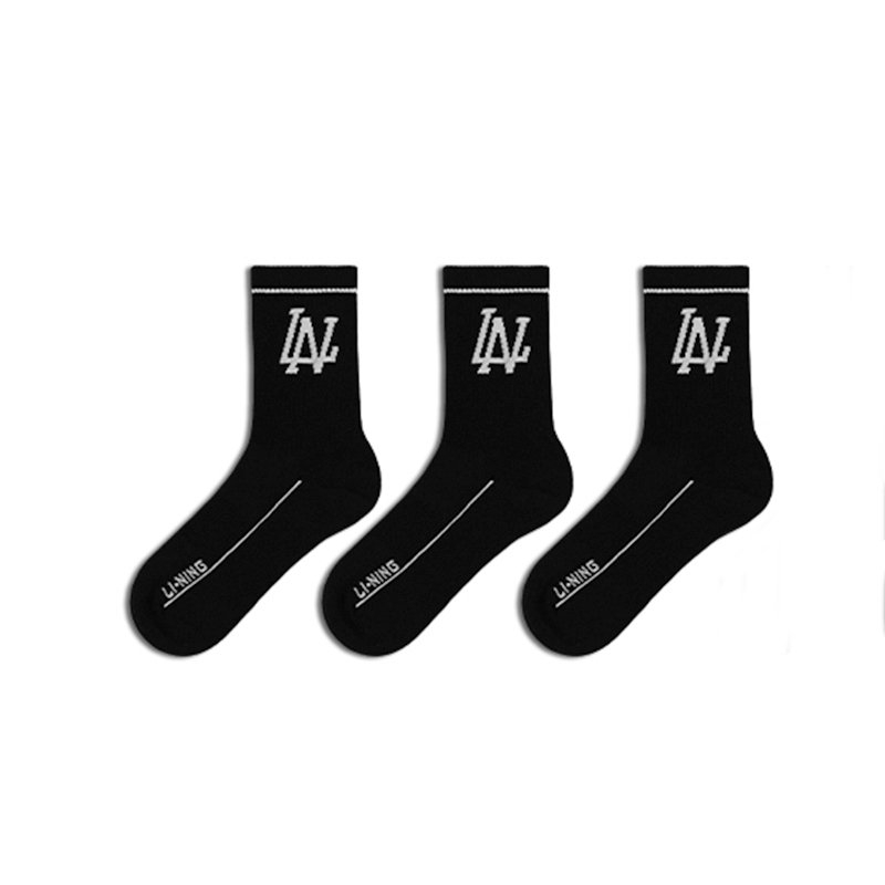 Li Ning Crew Socks Unisex 3 Pack Black