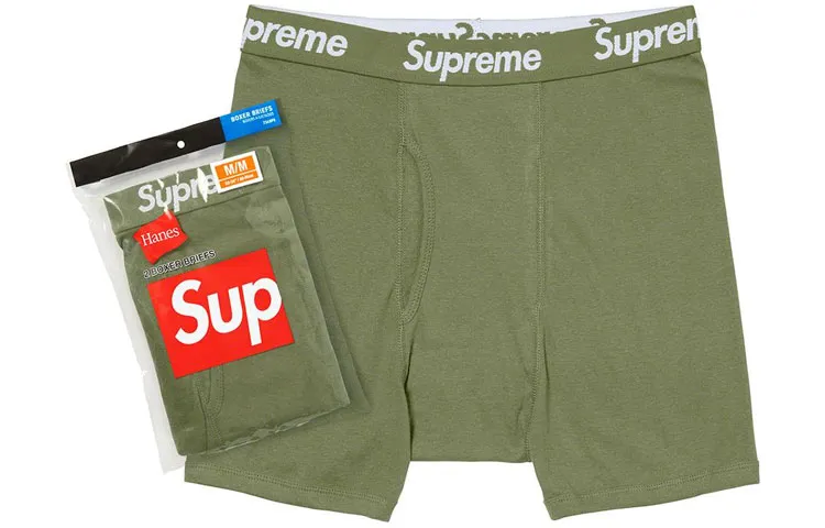 Supreme Hanes Boxer Briefs 2 Pack Olive
