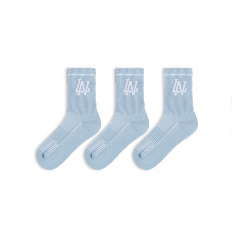 Li Ning Crew Socks Unisex 3 Pack Blue