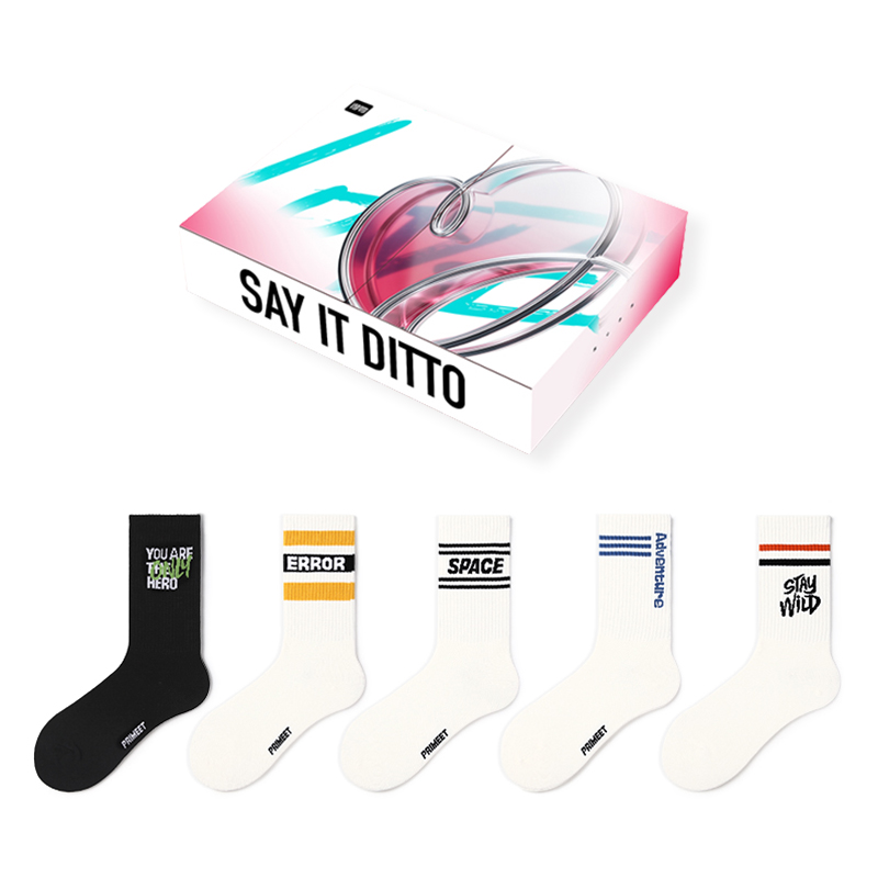 Primeet Crew Socks Gift Box Set Included Unisex 5 Pack
