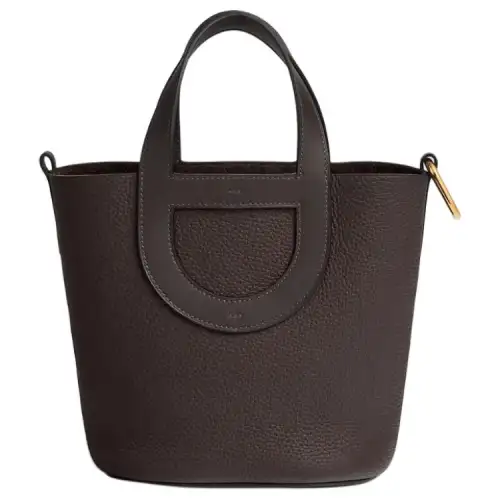 HERMES In The Loop Taurillon Clemence Bullhide With Swift Leather Basket Bag Handbag Women's Dark Brown