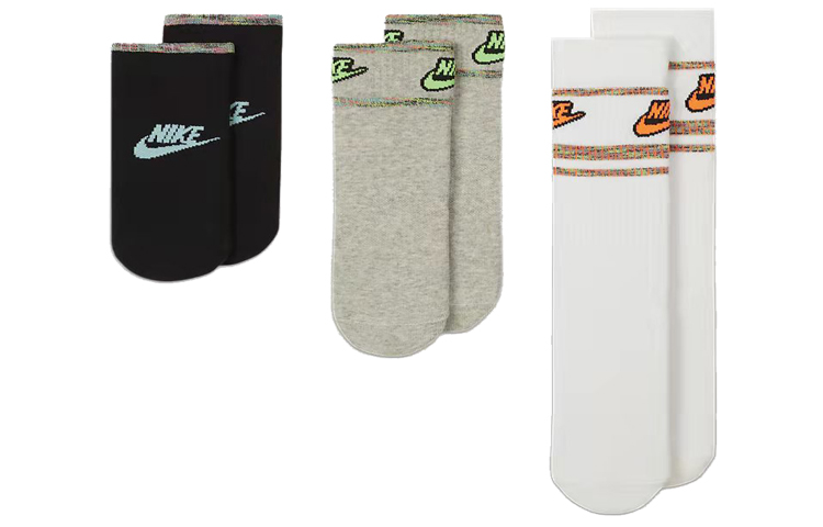 Nike Ankle Socks Unisex 3 Pack White/Gray/Black