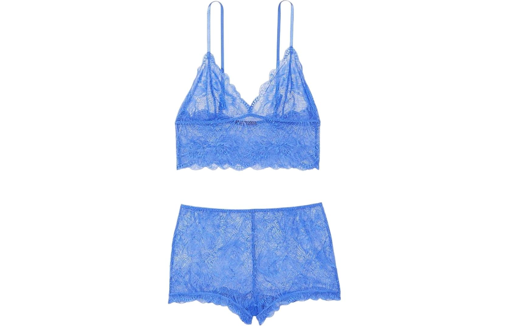 Victoria's Secret Lace short tank top, shorts, underwear, overall, blue trousers, lifting effect