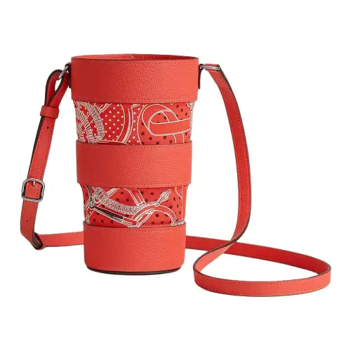HERMES Patterned Print Swift Leather Water Cup, Shoulder Bag, Crossbody Bag Women's Open Country Orange