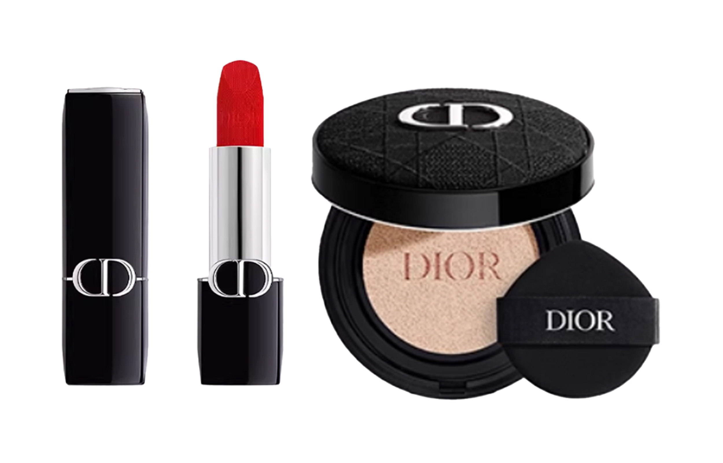 Косметический набор Dior с кушоном и помадой (красный)