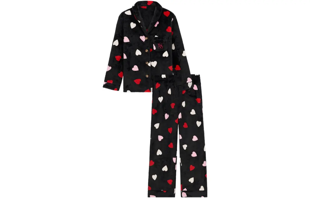 Victoria's Secret Pajama Set Women's Heartbeat Black