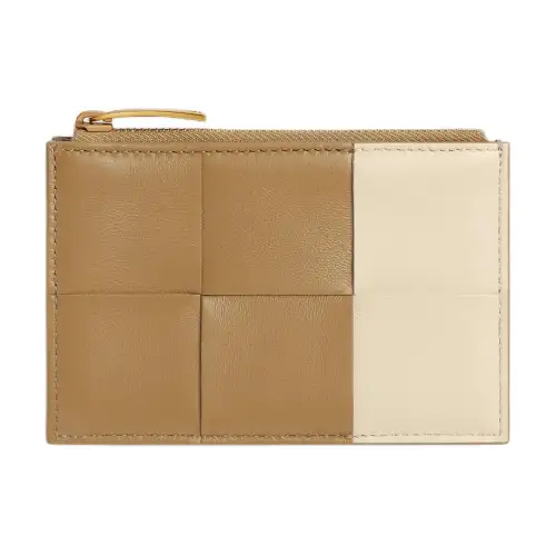 Bottega Veneta Lambskin Card Holder Women's Dark Color Praline With Maris Sal