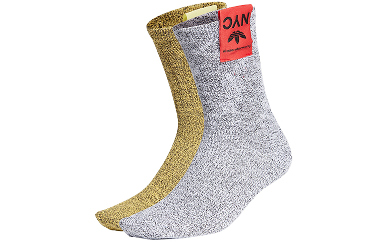 Adidas Originals Crew Socks Unisex 2 Pack Yellow/Gray