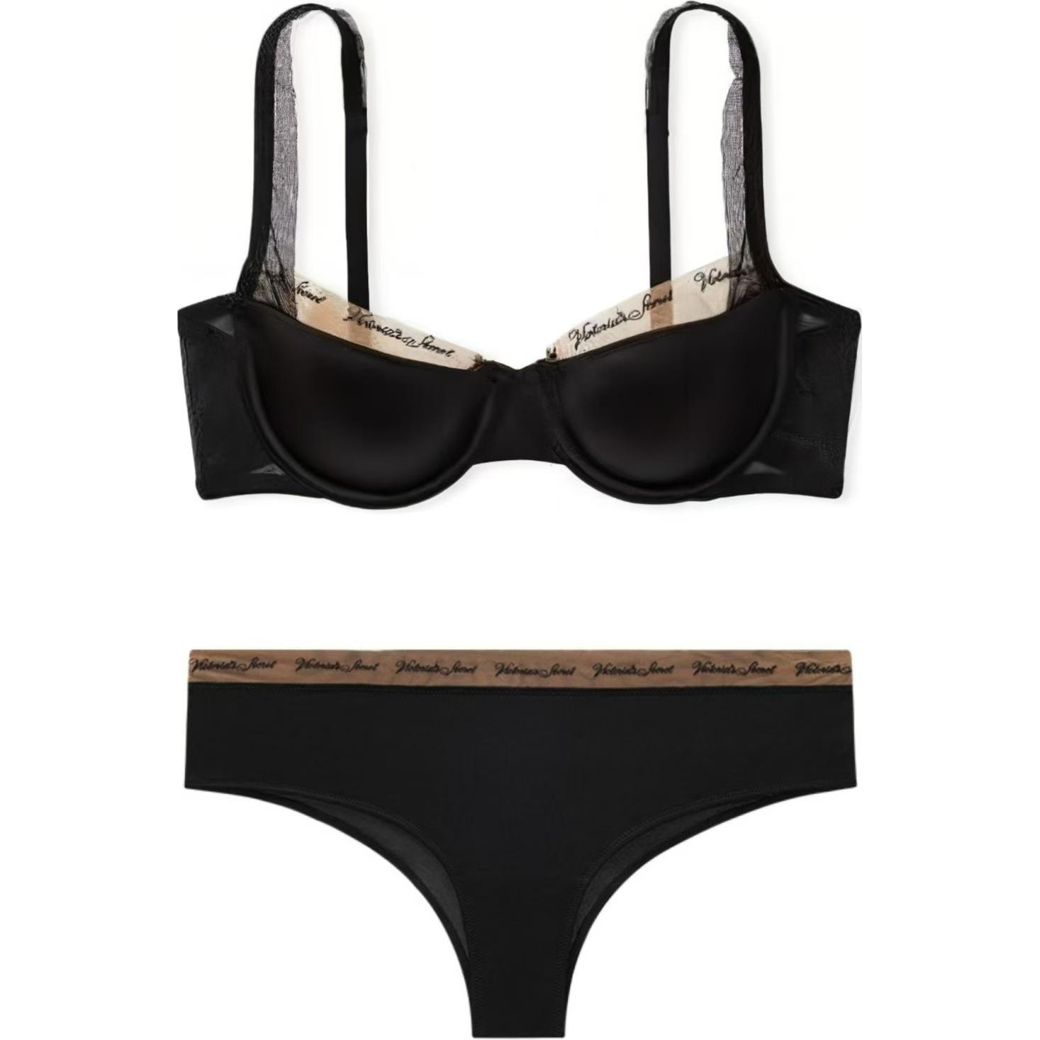 Женский комплект белья Victoria's Secret Triangle Set (черный)