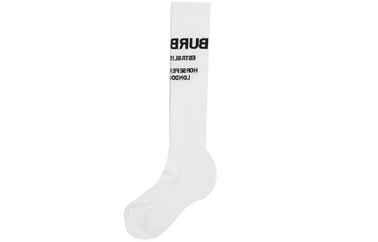 Burberry Knee High Socks Unisex 1 Pack White