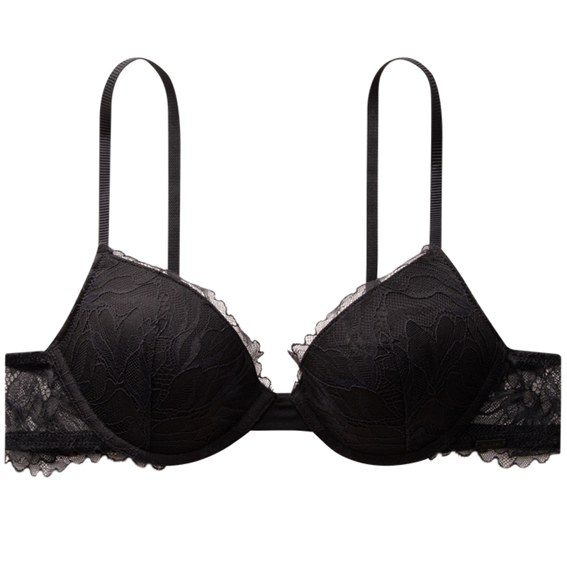 CALVIN KLEIN Comfortable Thin Padded Lace Bra Women's Space Black