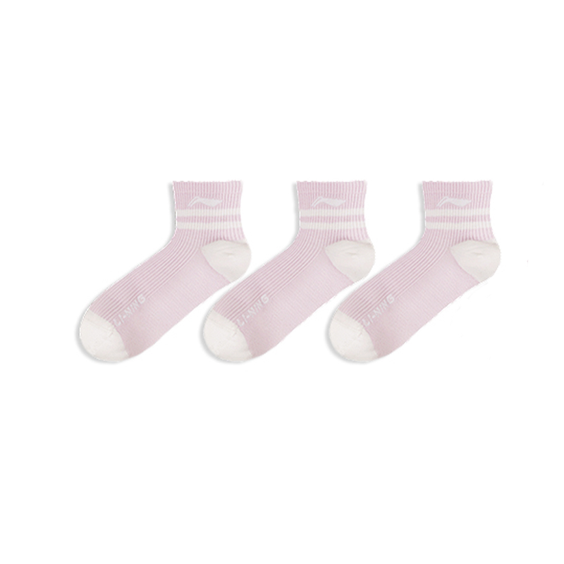 Li Ning Ankle Socks Unisex 3 Pack Pink
