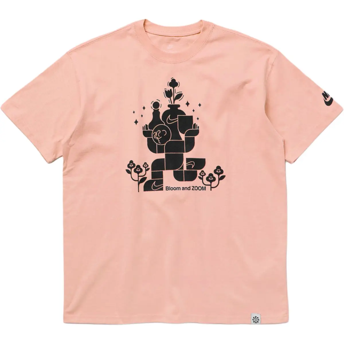 Nike T-Shirts Men's Pink Crew Neck Moderate Straight Fit