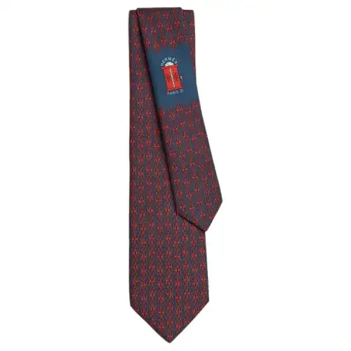 HERMES H Lift Silk Ties Men's Red