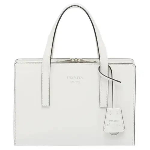 PRADA Re Edition Shiny Leather Handbag Mini Women's White