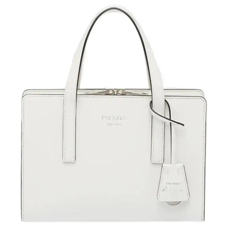 PRADA Re Edition Shiny Leather Handbag Mini Women's White