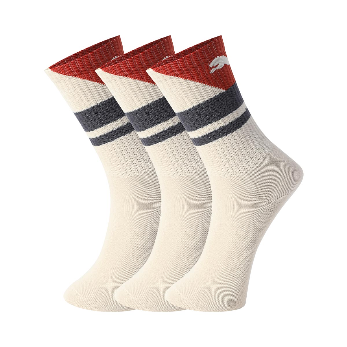 PUMA Knee High Socks Unisex 3 Pack Ecru