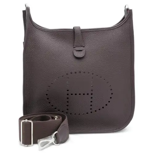 HERMES Evelyne Clemence Bullock Leather Crossbody Bag, Shoulder Bag 29 Women's 3S Macassar Ebony Color