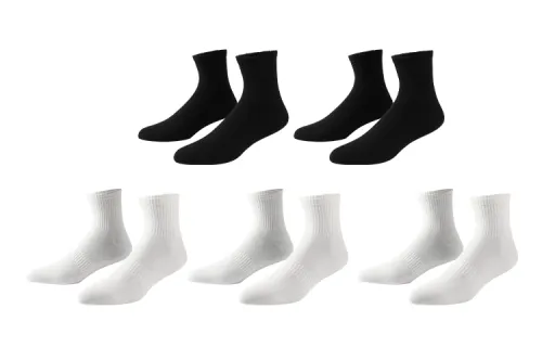 Primeet Paimi Sports Socks Solid Color Classic Versatile Black and White Cotton Sports Breathable Sweat-Absorbent Terry Thickened Basketball Socks Same Style for Men and Women 5 Pairs