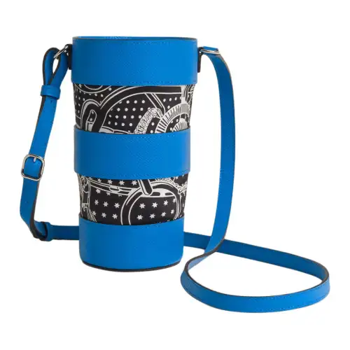 HERMES Patterned Print Swift Leather Crossbody Bags Women's Sambal Blue & Dusty Gray