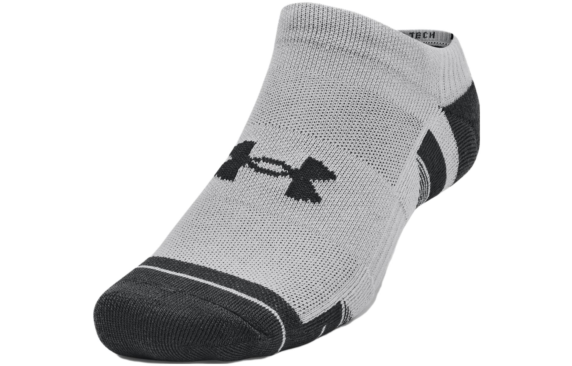 Under Armour TechPerformance Performance Tech No Show Ankle Socks Unisex 3 Pack White+Black+Gray