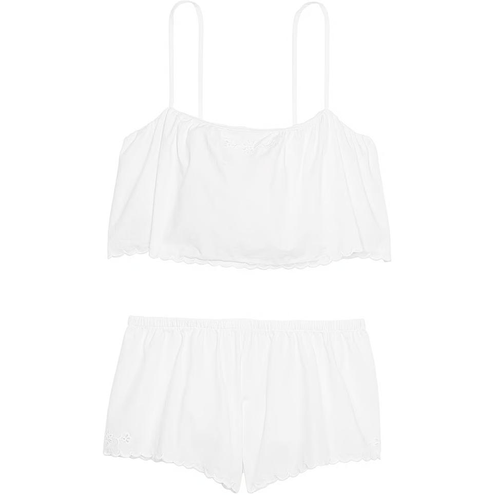 Женская пижама Victoria's Secret Cotton Eyelet Cami Set (белая)