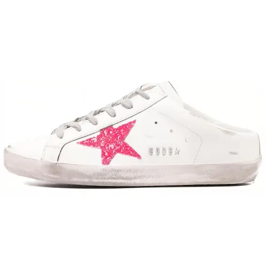 Golden Goose Super-Star Sabot Skateboard Shoes Women's Low-top White/Rose Red
