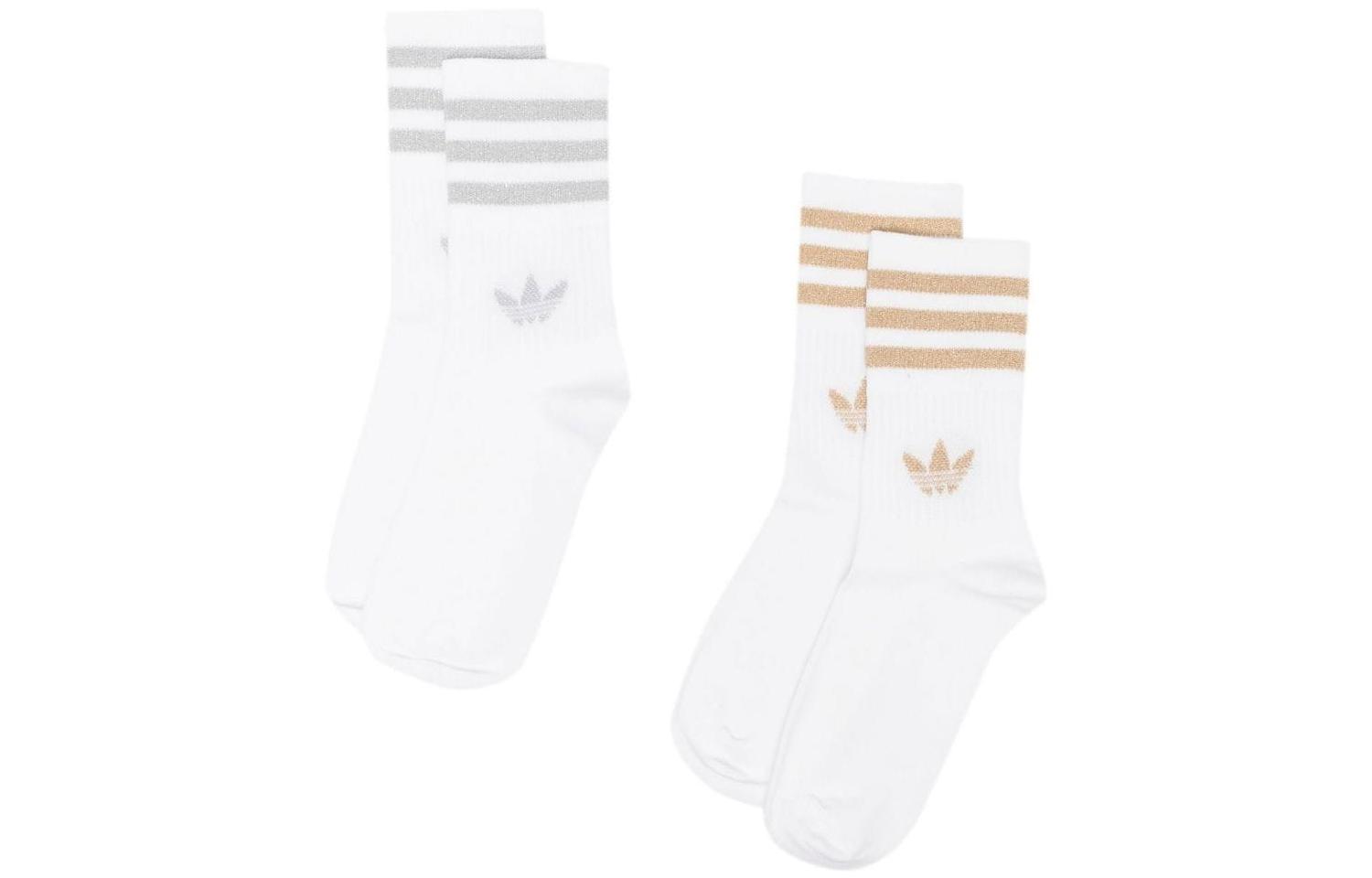 Adidas Originals Crew Socks Women’s 2 Pack Gold+Silver